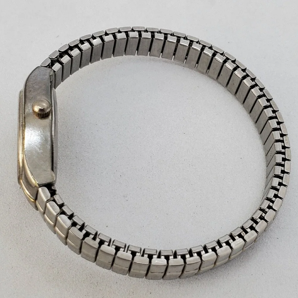 Precision Gruen Women's Watch Silver Gold Dual Tone Stretch‎ Band 6